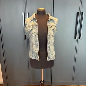 GAP Y2K-Era Upcycled Denim Vest Cut-Off Sleeves Stretch Medium